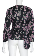 DRIES VAN NOTEN - A CHERRY BLOSSOM EMBROIDERED TOP WITH MATCHING BELT