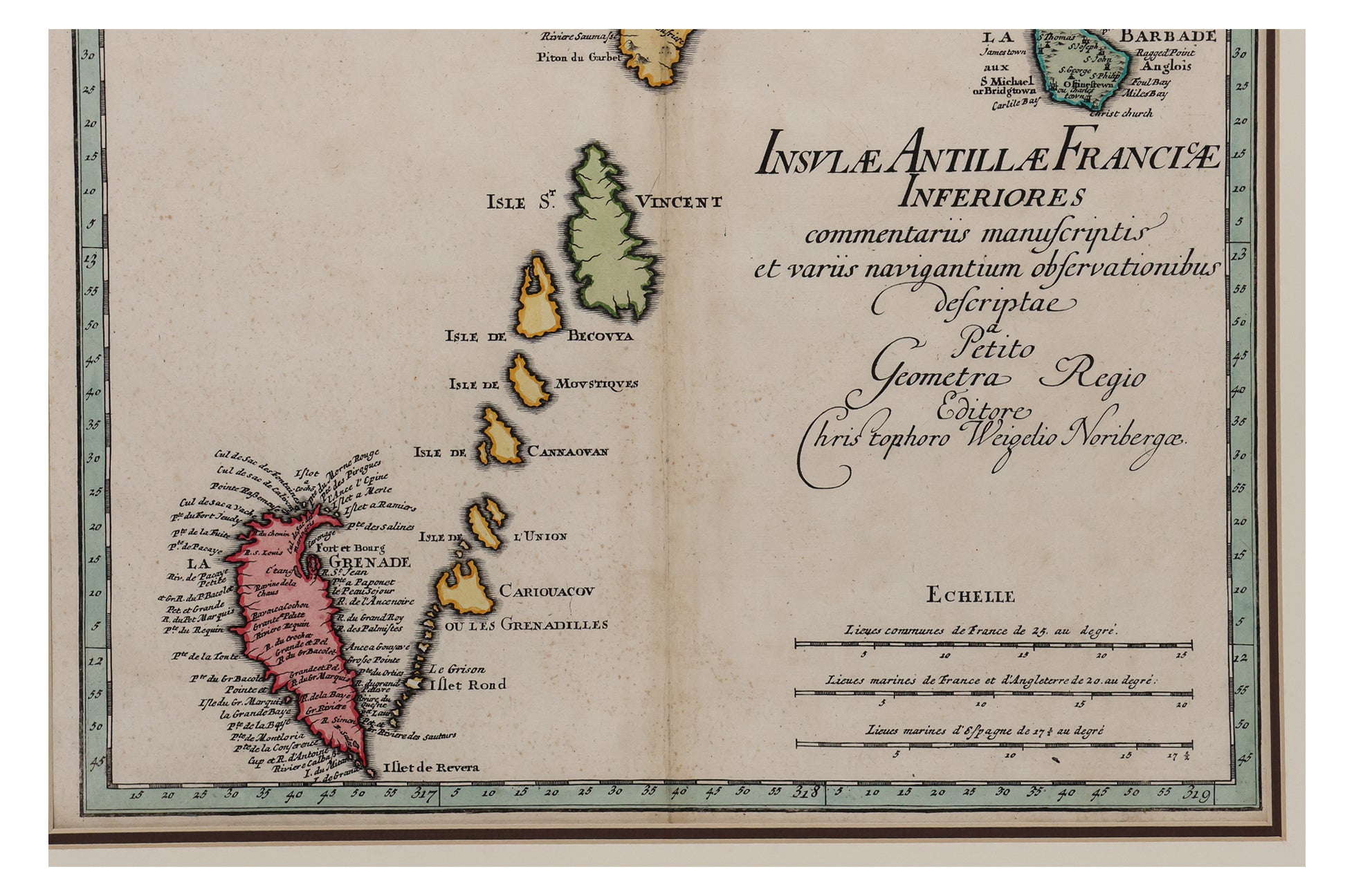INSULAE ANTILLAE FRANCIAE SUPERIORES & INFERIORES, CHRISTOPHER WEIGEL, C. 1718