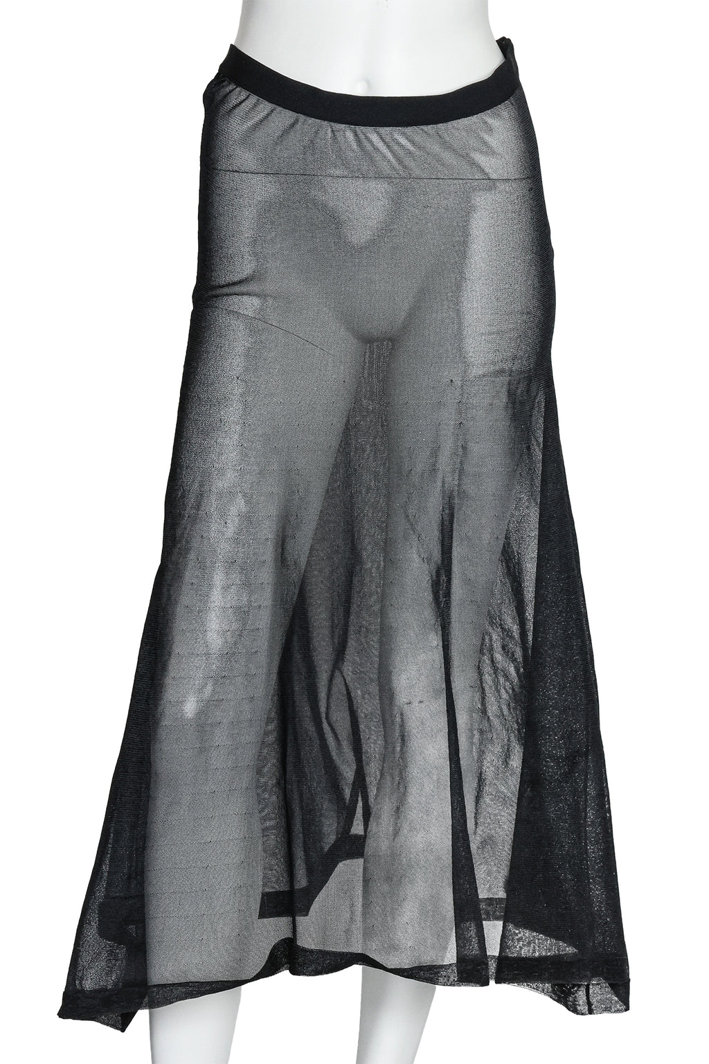 CALVIN KLEIN - A BLACK SHEER POLYESTER SKIRT