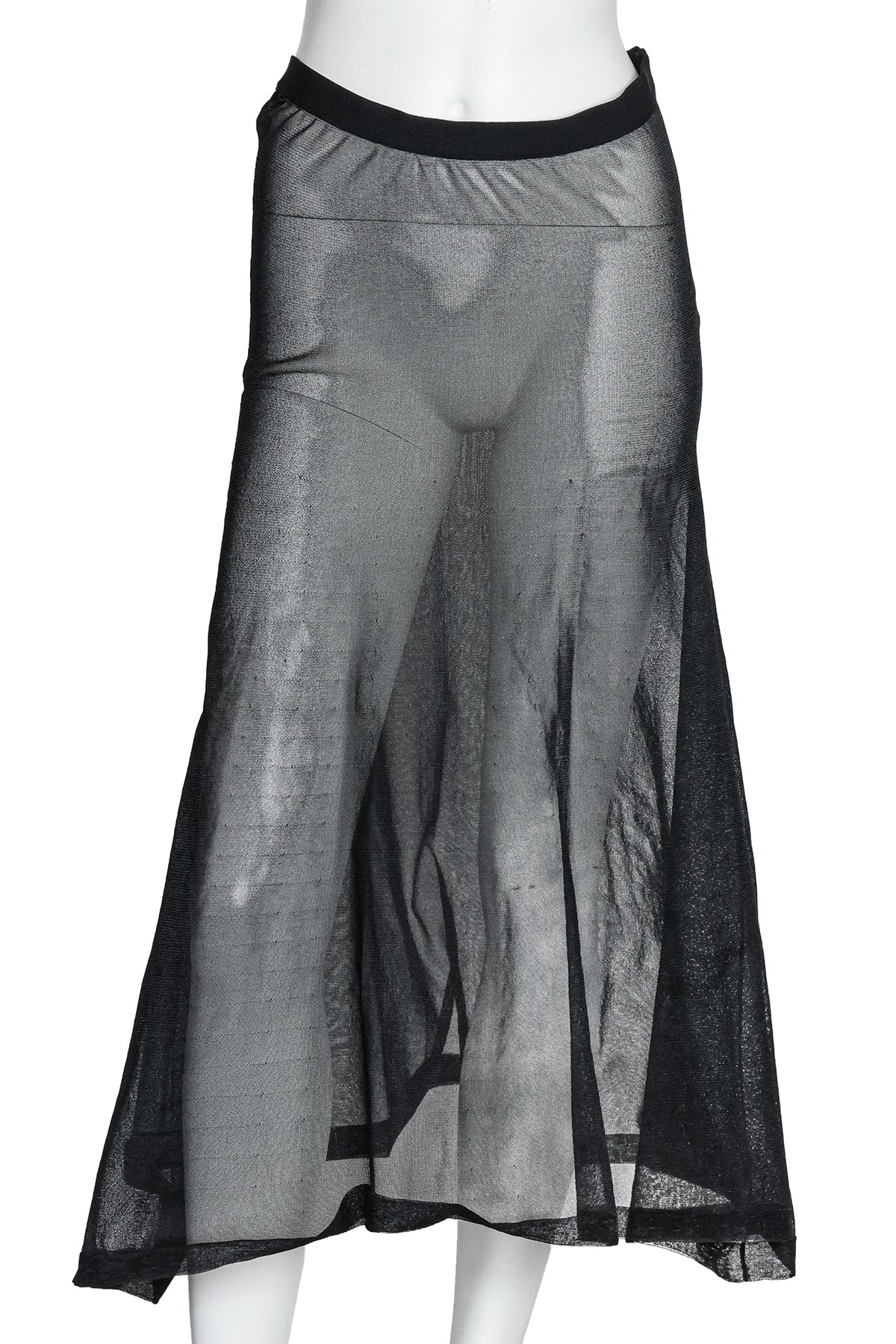 CALVIN KLEIN - A BLACK SHEER POLYESTER SKIRT