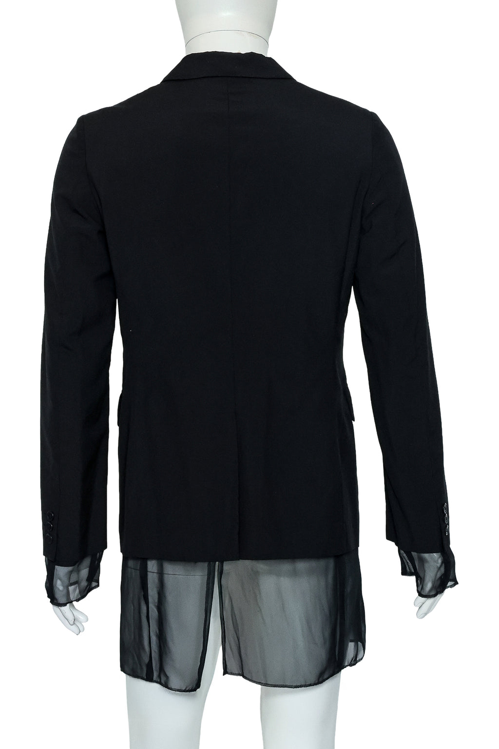 COMME DES GARÇONS HOMME PLUS - A BLACK TAILORED BLAZER WITH SHEER PANELS