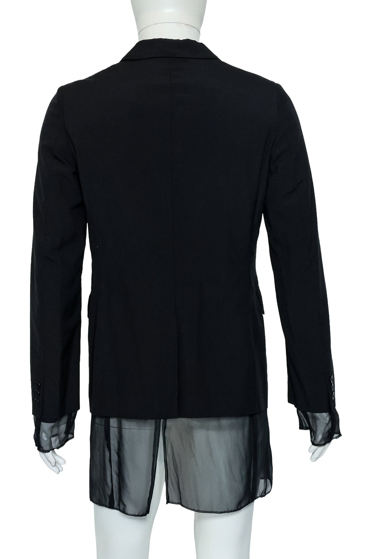 COMME DES GARÇONS HOMME PLUS - A BLACK TAILORED BLAZER WITH SHEER PANELS