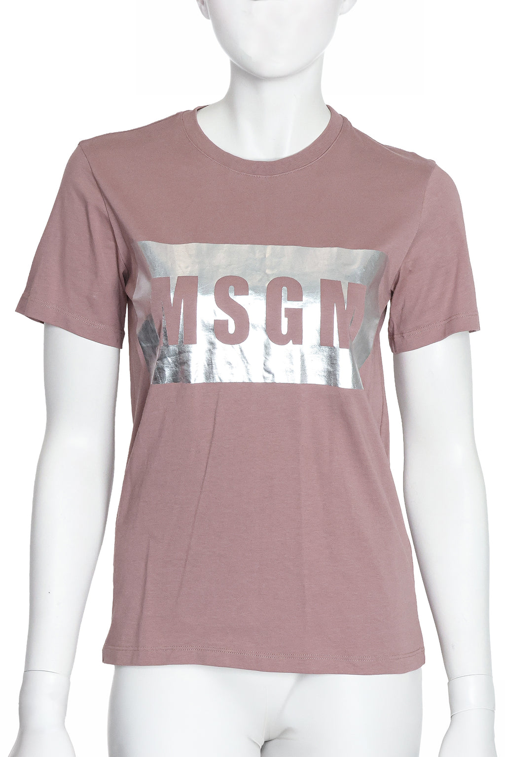 MSGM - A NUDE PINK COTTON LOGO T-SHIRT