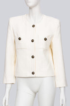 FRAME - A CREAM TEXTURED COTTON-BLEND JACKET