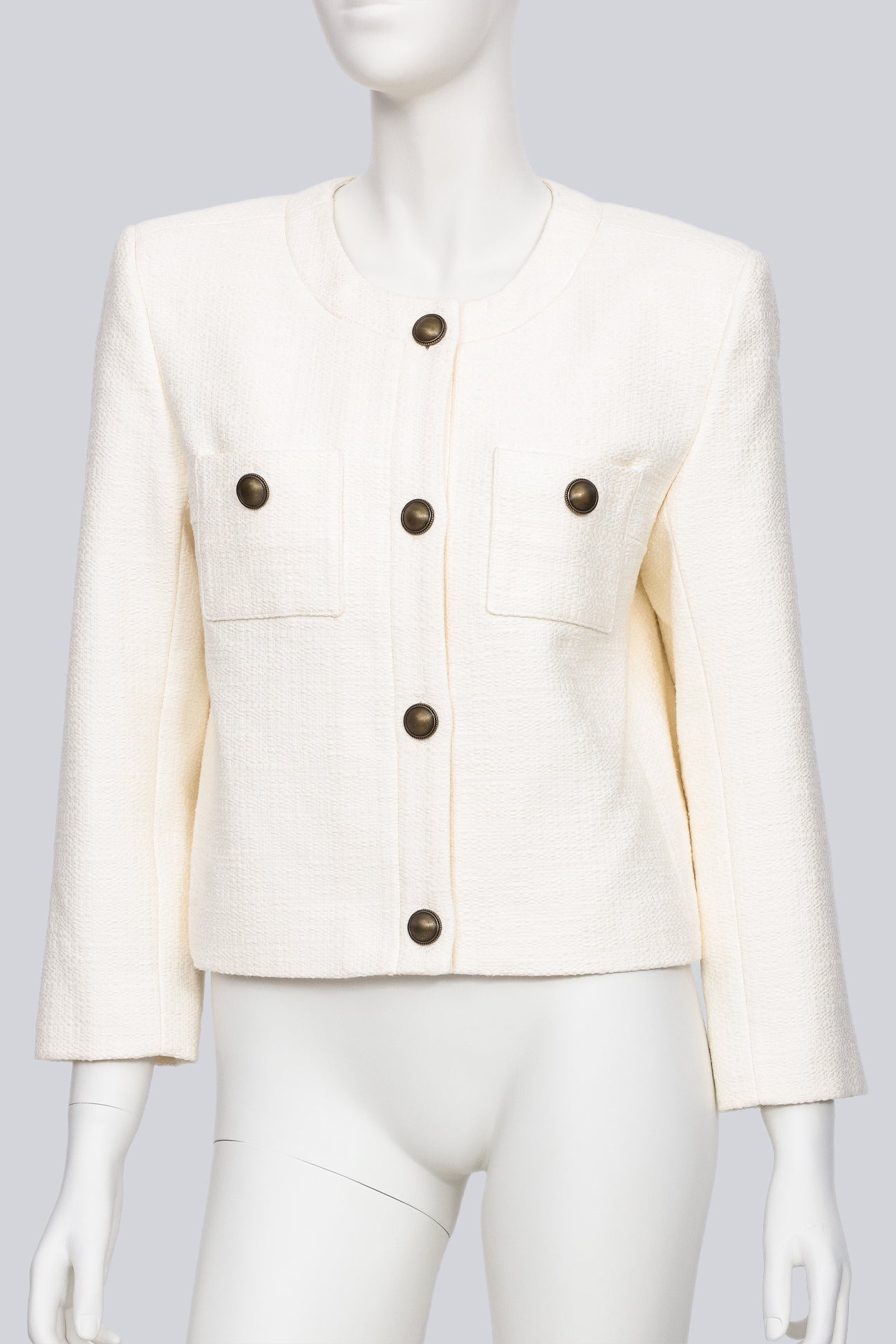 FRAME - A CREAM TEXTURED COTTON-BLEND JACKET