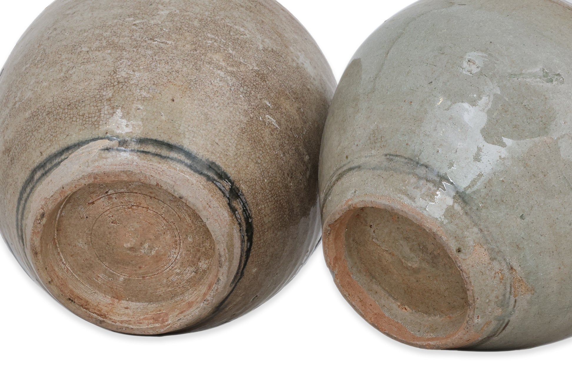 TWO BLUE AND WHITE JARS AND COVERS