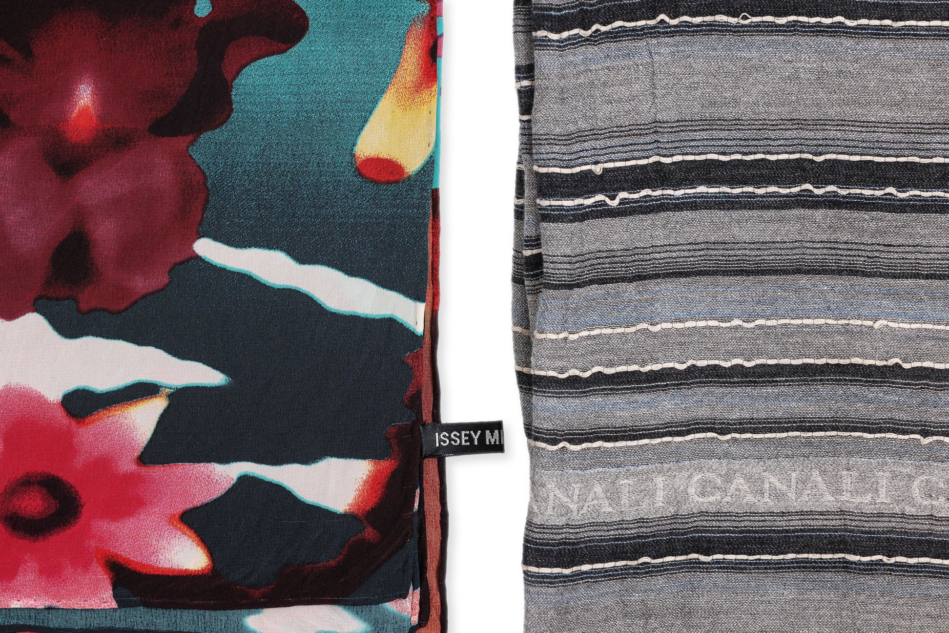 A PAIR OF CANALI AND ISSEY MIYAKE SCARVES