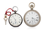 A SILVER AND A SILVER PLATED POCKET WATCH (2)