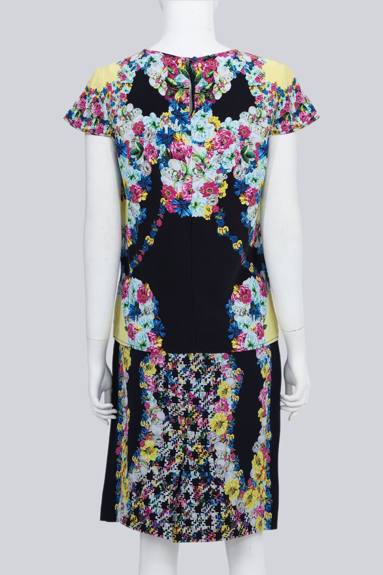 ERDEM - A BLACK AND NEON SILK FLORAL SET
