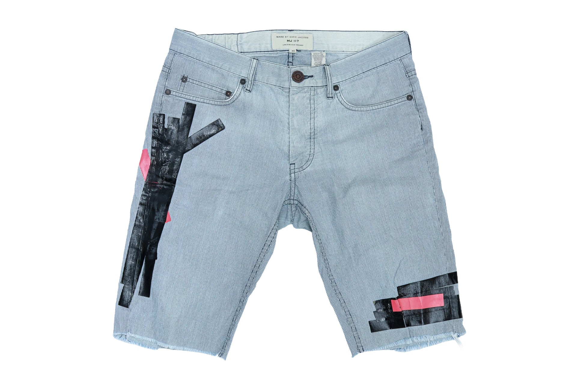MARC JACOBS - A PAIR OF DISTRESSED DENIM SHORTS