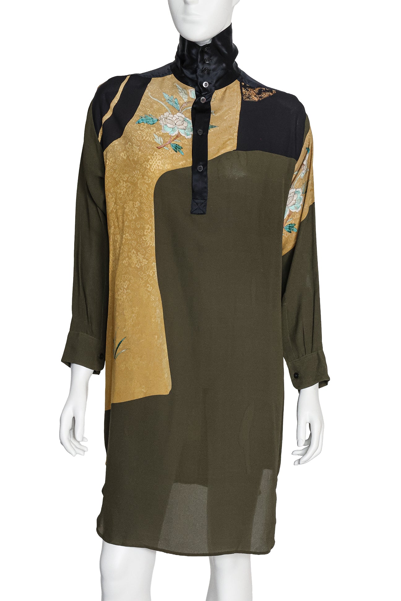 DRIES VAN NOTEN - A FLORAL PRINT LONG SLEEVE DRESS