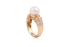 A CULTURED PEARL AND DIAMOND RING