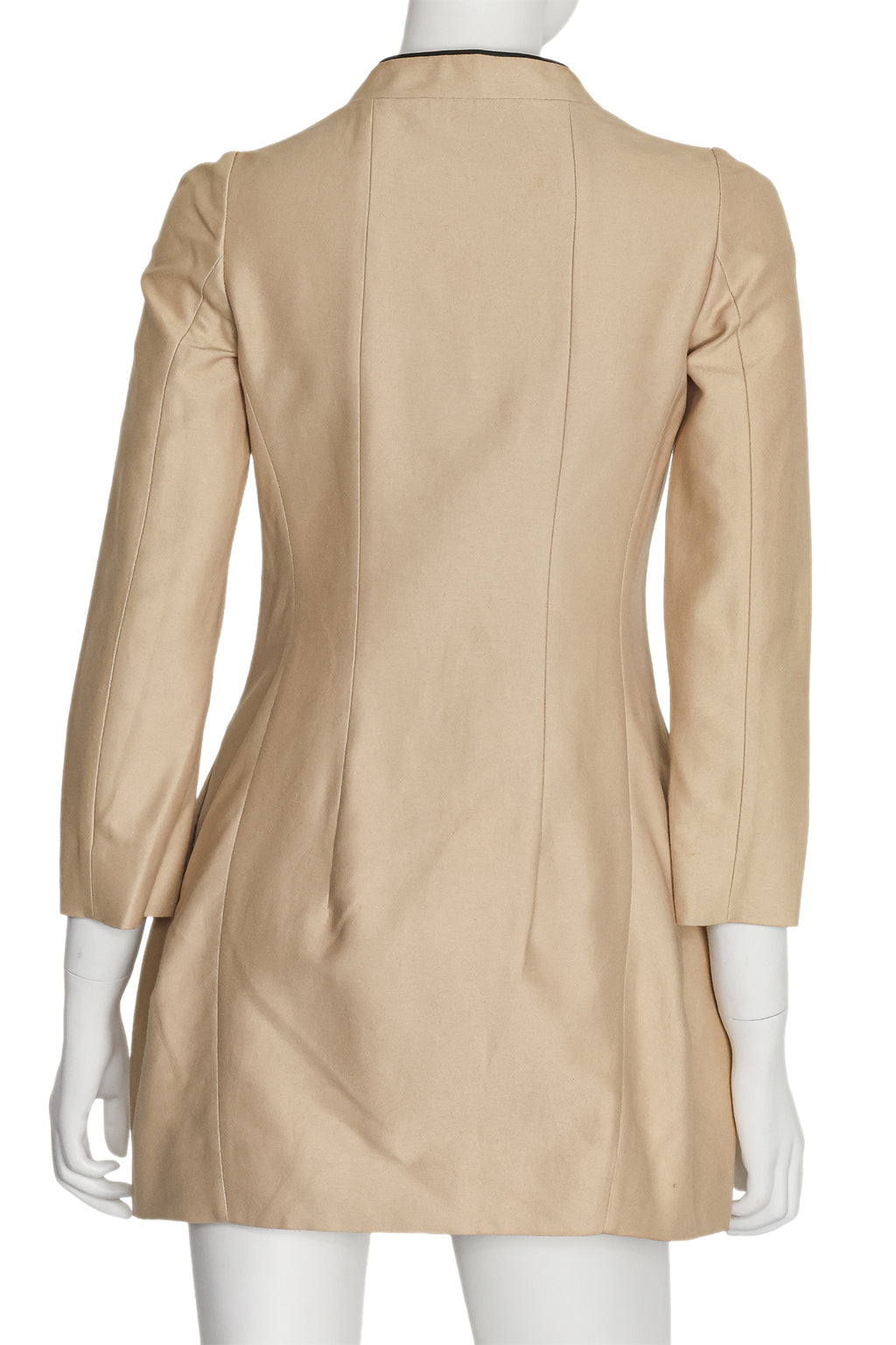 MARNI - A CAMEL COTTON JACKET WITH LAMBSKIN TRIM TO COLLAR