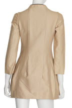MARNI - A CAMEL COTTON JACKET WITH LAMBSKIN TRIM TO COLLAR