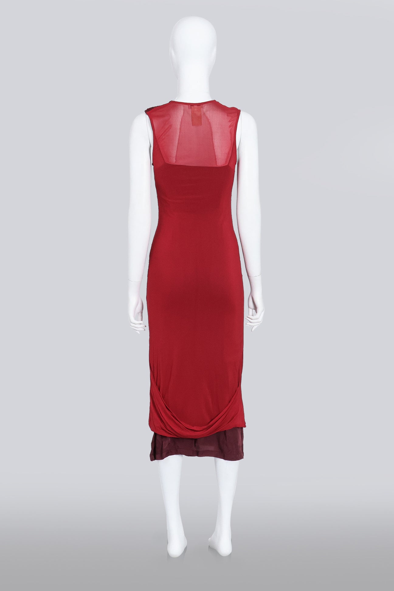 DRIES VAN NOTEN - RED EMBROIDERED DRESS WITH SLIP