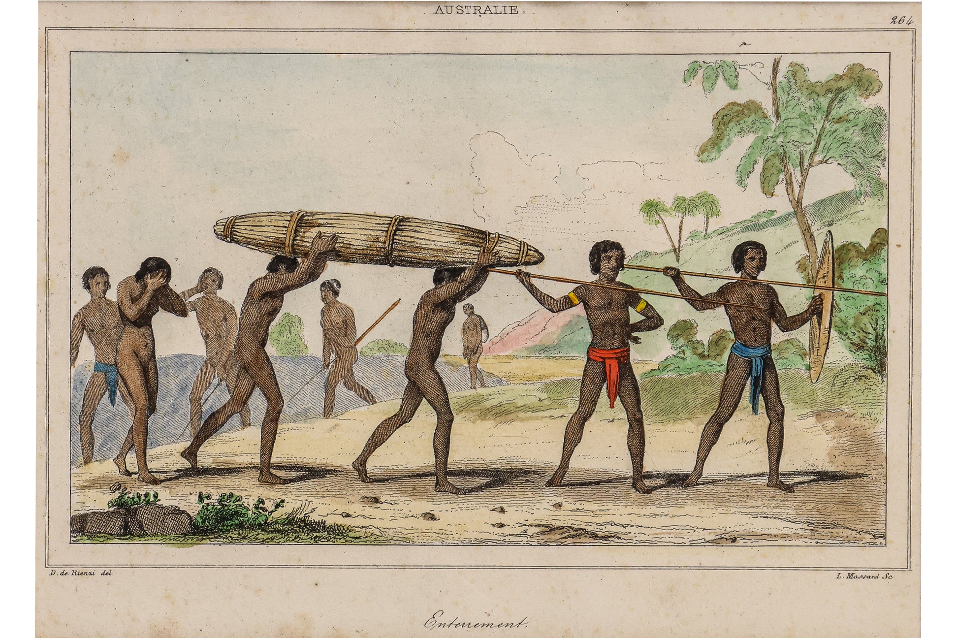 SIX HAND-COLOURED ETHNOGRAPHIC ENGRAVINGS OF INDIGENOUS AUSTRALIANS, M. G. L. DOMENY DE RIENZY, 1836
