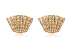 A PAIR OF DIAMOND 'FAN' STUD EARRINGS