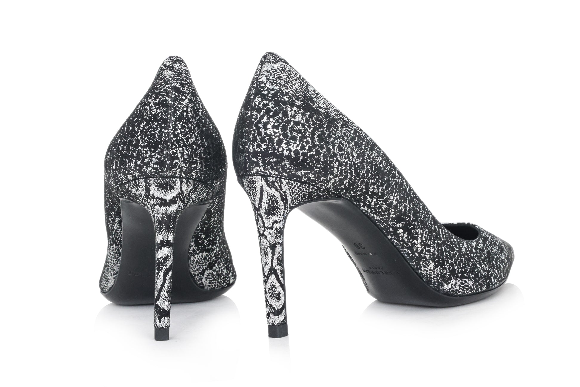 SAINT LAURENT - A PAIR OF SNAKE SKIN PRINT HEELS