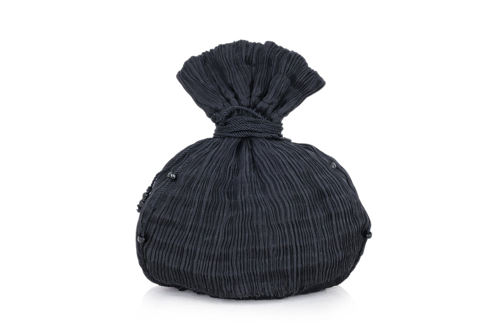 FORTUNY - A BLACK PLEATED 'ANTHEA' BAG