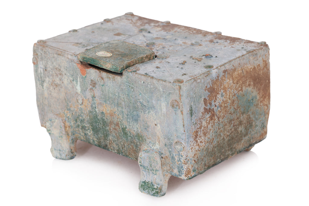 A GREEN-GLAZED MONEY BOX AND A TRIPLE-MOUTHED VESSEL