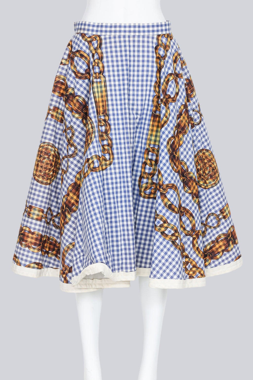 COMME DES GARCONS TRICOT - A CHECKERED GOLD CHAIN PRINT PUFF SKIRT