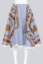 COMME DES GARCONS TRICOT - A CHECKERED GOLD CHAIN PRINT PUFF SKIRT