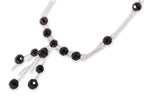 A BLACK JADE AND DIAMOND NECKLACE