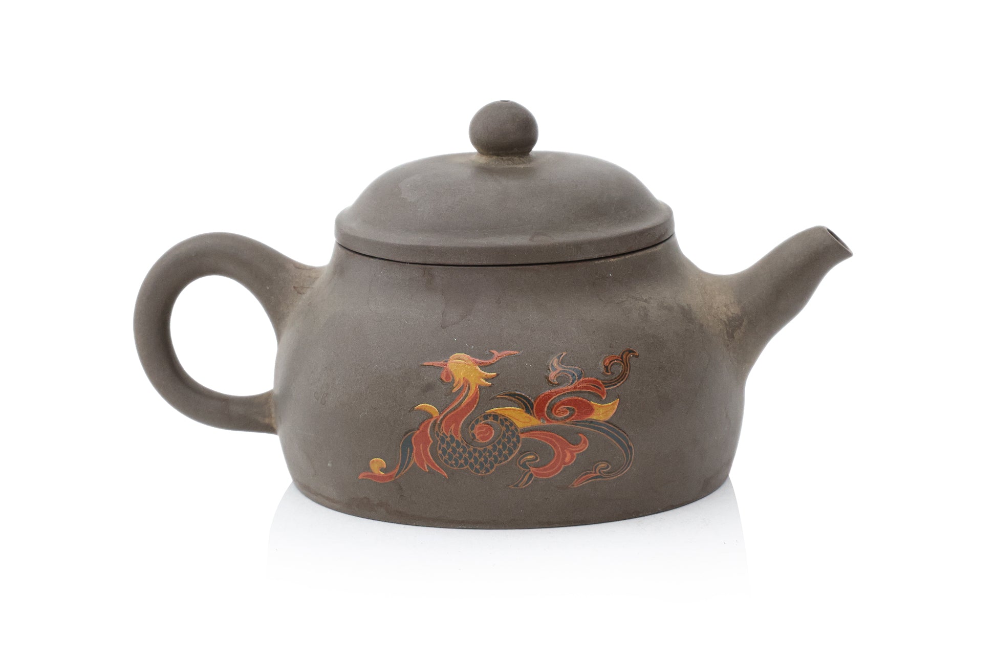 A GROUP OF THREE ENAMELLED YIXING ZISHA TEAPOTS