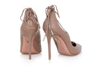 AQUAZURRA CHRISTY - A PAIR OF BROWN LEATHER LACE-UP HEELS