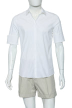 JIL SANDER - A WHITE SHIRT AND BEIGE SHORTS ENSEMBLE