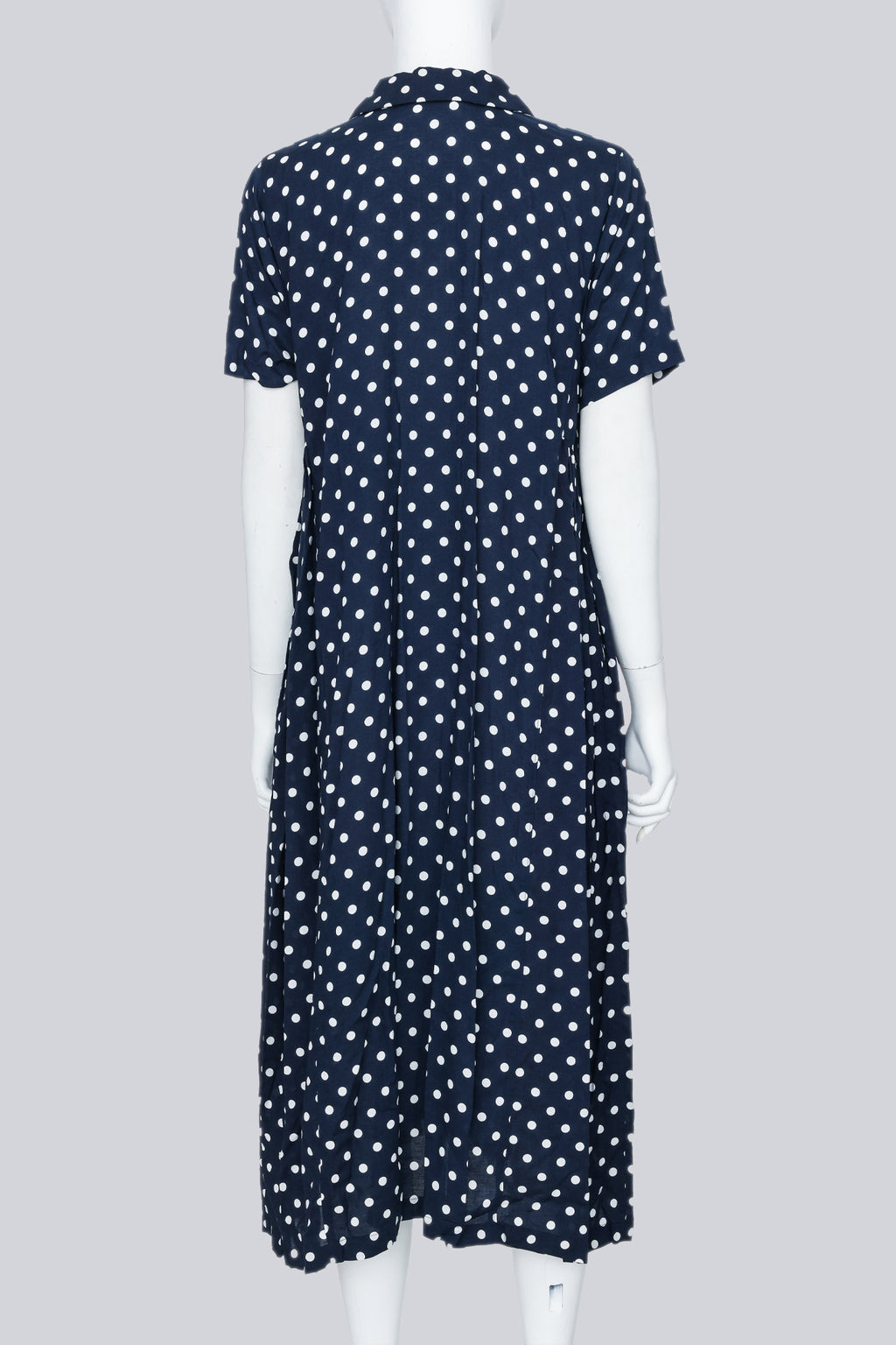 COMME DES GARÇONS - A NAVY AND WHITE POLKA DOT DRESS