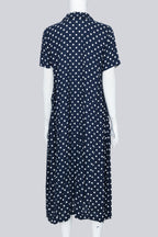 COMME DES GARÇONS - A NAVY AND WHITE POLKA DOT DRESS