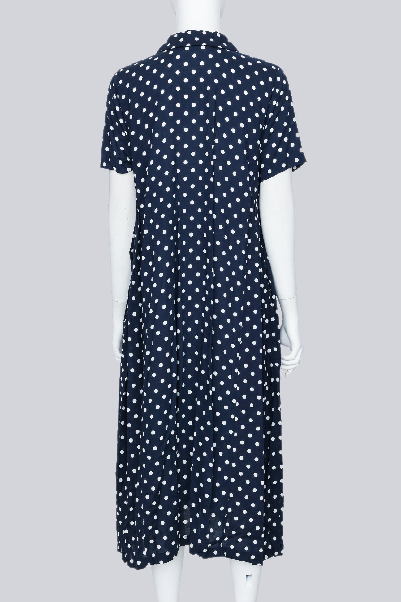 COMME DES GARÇONS - A NAVY AND WHITE POLKA DOT DRESS