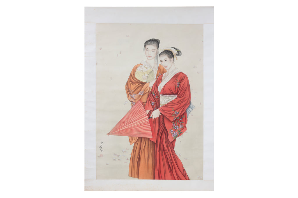 FENG CHANGJIANG (B.1943) - PORTRAIT OF TWO LADIES IN KIMONOS