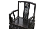 A SET OF SIX SIMILAR CHINESE CARVED HARDWOOD ARMCHAIRS