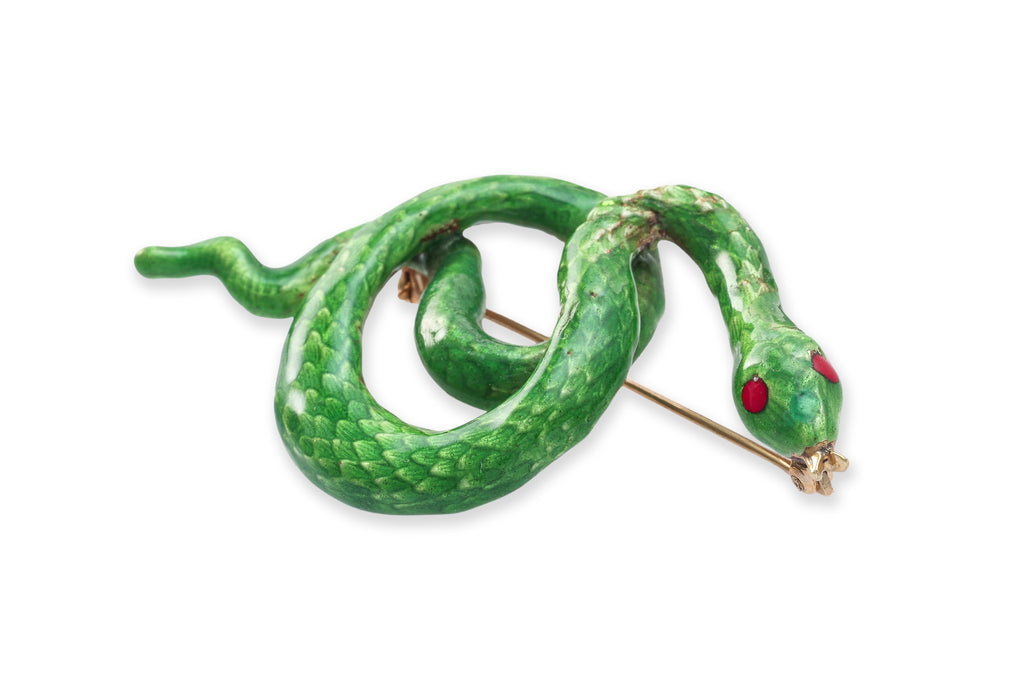 AN ENAMELLED SNAKE BROOCH