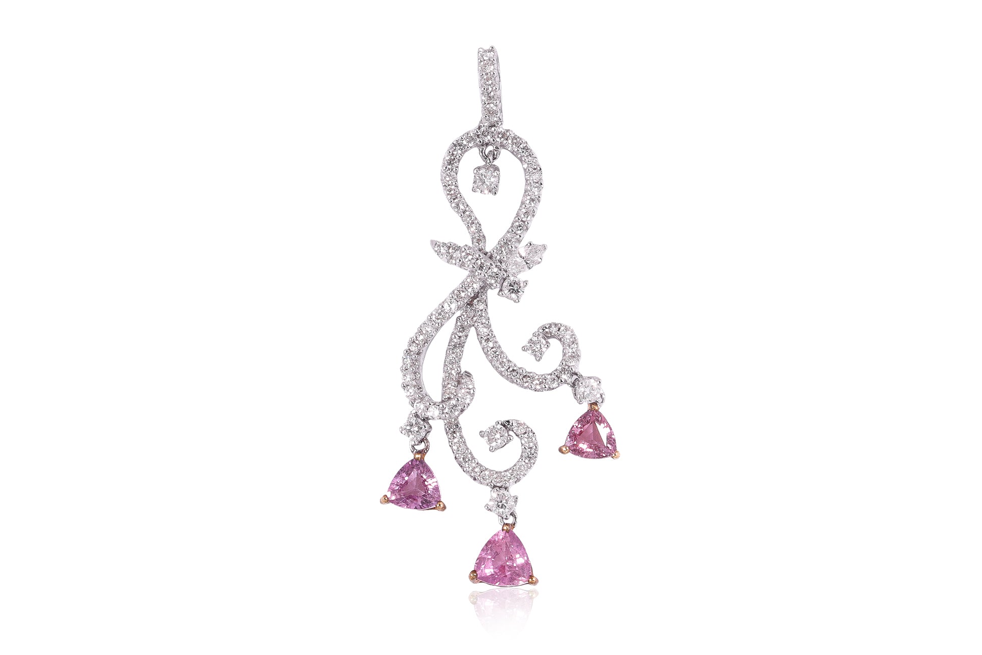 A PINK SAPPHIRE AND DIAMOND PENDANT