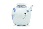 A BLUE AND WHITE PORCELAIN TEAPOT AND COVER