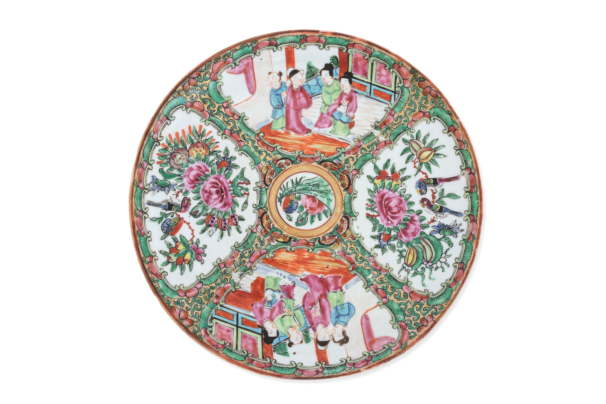 A PAIR OF CANTON ROSE MEDALLION PORCELAIN PLATES