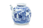 A BLUE AND WHITE PORCELAIN TEAPOT AND COVER