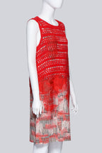 BOTTEGA VENETA - A RED LACE KNIT PAINTED SHIFT DRESS