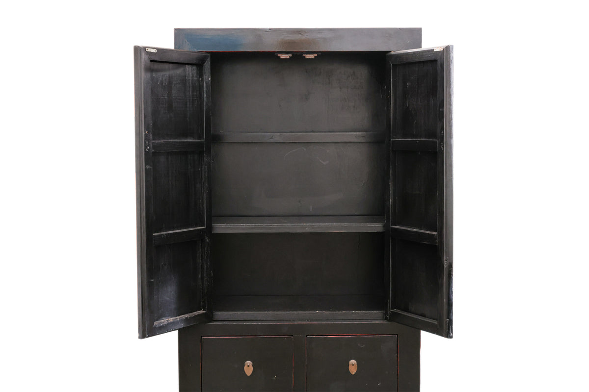 A CHINESE BLACK LACQUER WEDDING CABINET