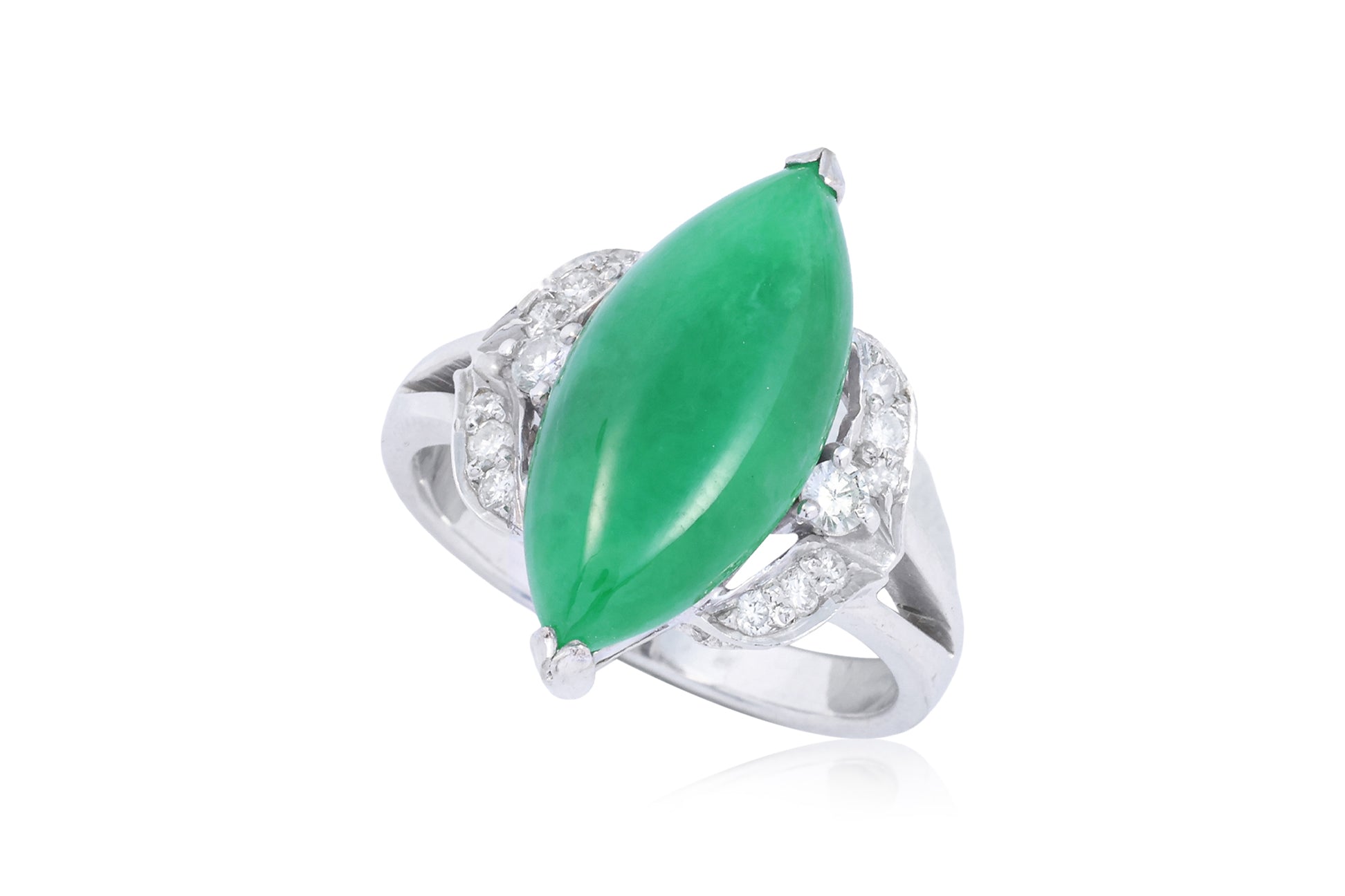 A JADEITE AND DIAMOND RING