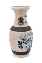 A LARGE NANKING BLUE AND WHITE BIRD AND FLOWER DECORATED VASE