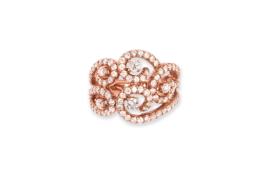 A DIAMOND SET OPENWORK RING