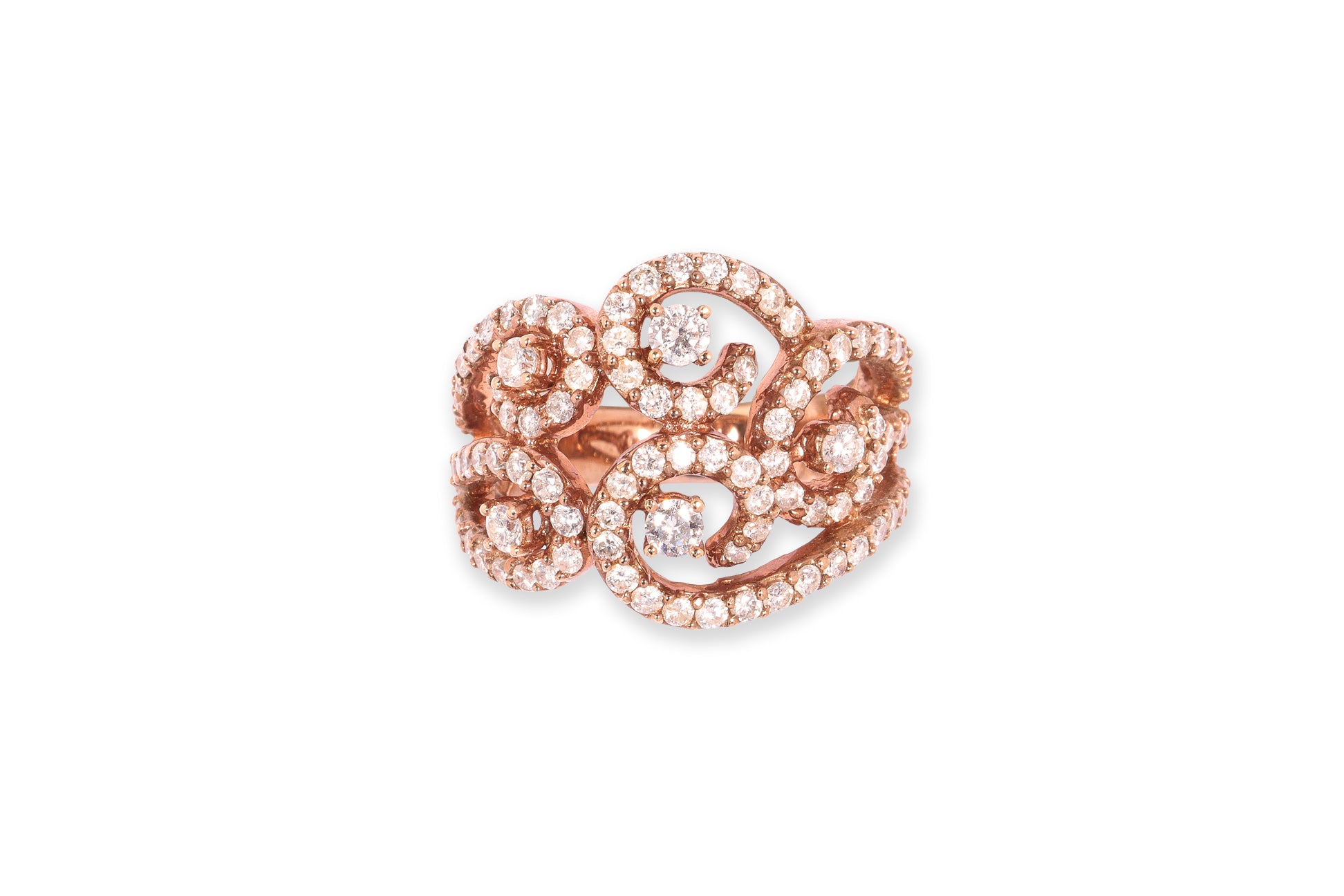 A DIAMOND SET OPENWORK RING
