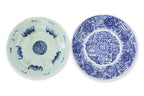 A GROUP OF BLUE AND WHITE PLATES AND A SWEET PEA BOWL
