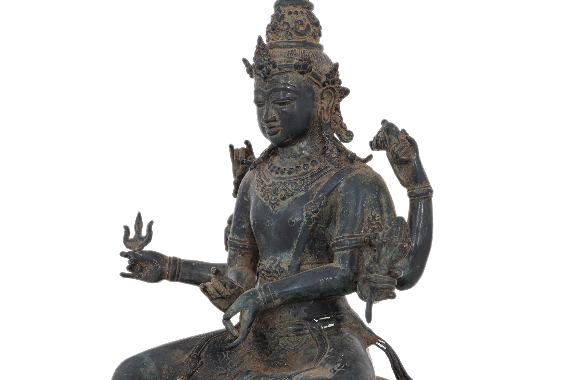 A BRONZE MODEL OF SEATED SHIVA