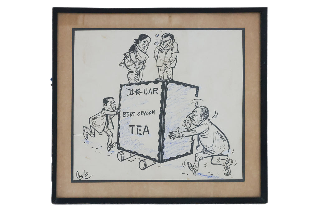AN ORIGINAL POLITICAL NEWSPAPER CARTOON - 'WHO'S PUSHING WHOM?'