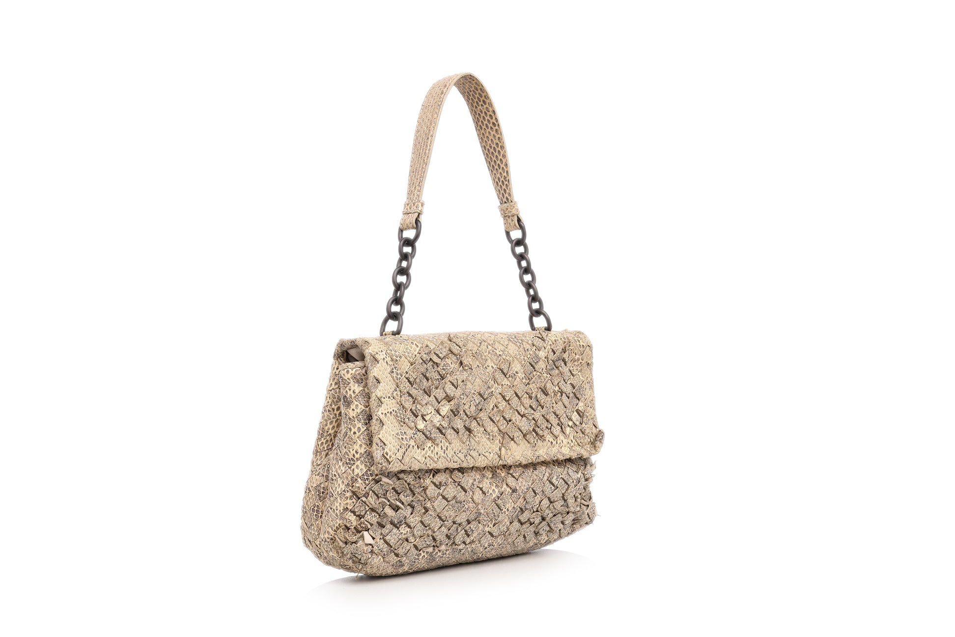 BOTTEGA VENETA – A NATURAL SNAKESKIN INTRECCIATO 'OLYMPIA' BAG